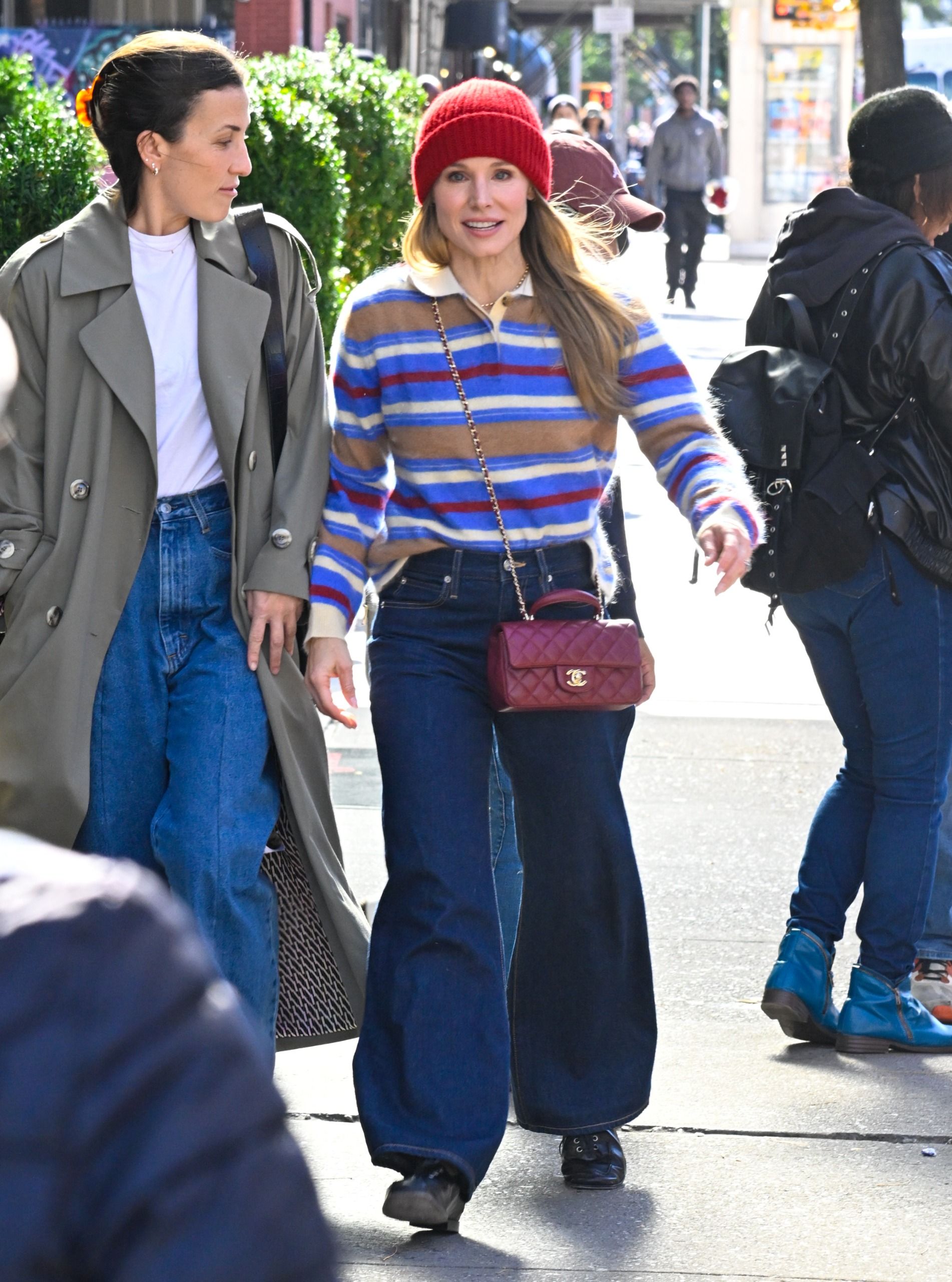 Kristen Bell was spotted in New York City wearing a striped rugby shirt from Gigi Hadid's Guest In Residence