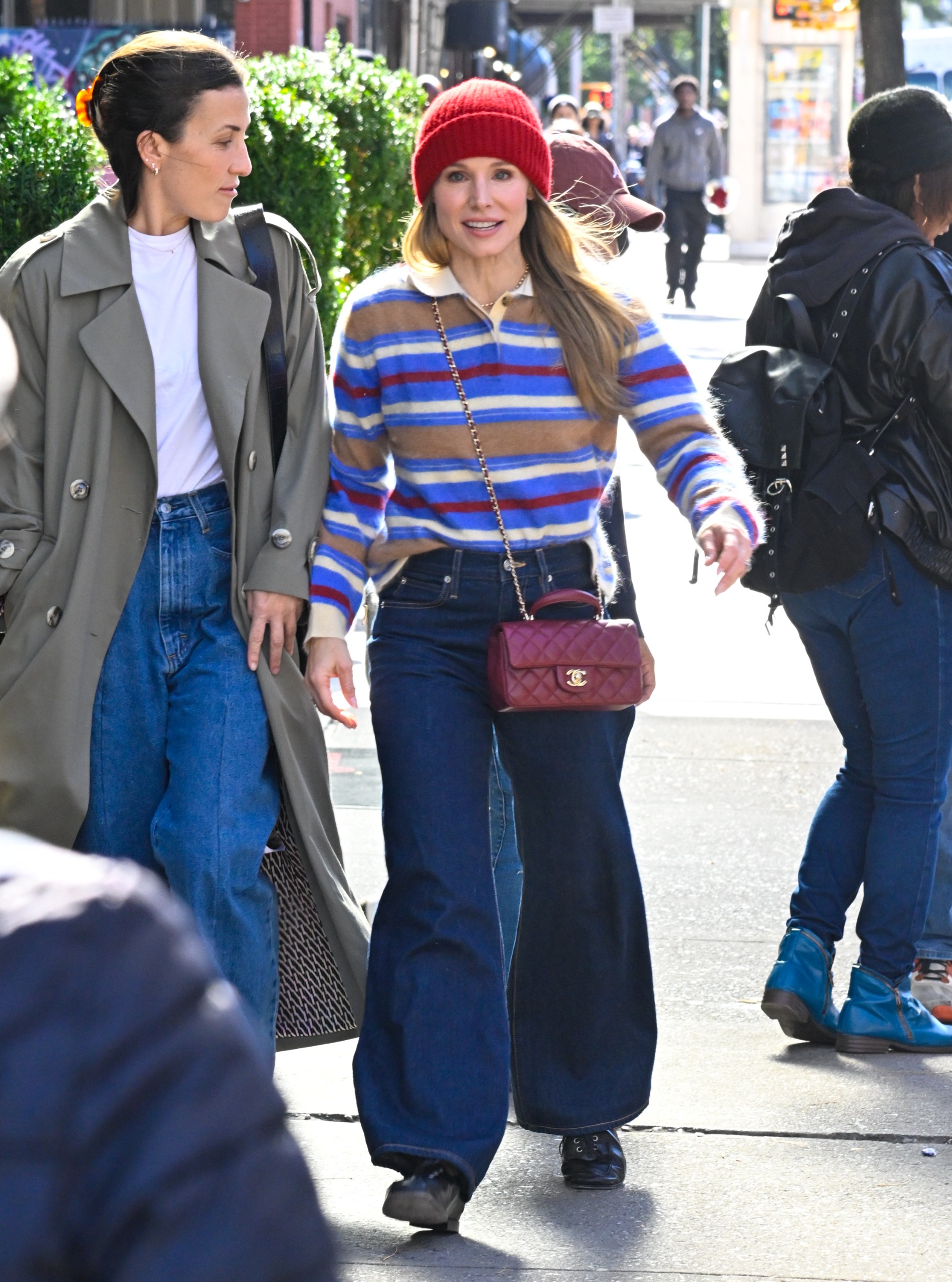 Kristen Bell was spotted in New York City wearing a striped rugby shirt from Gigi Hadid's Guest In Residence