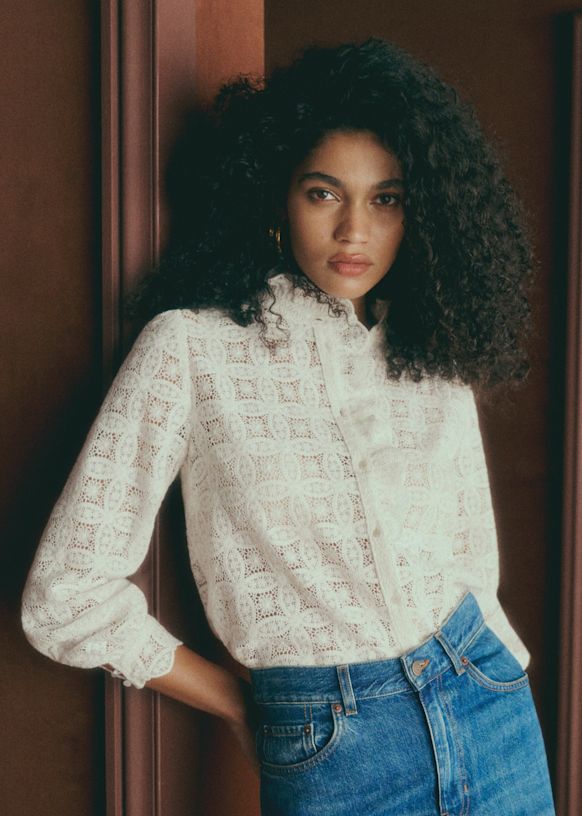 Chlo Shirt - Ecru Guipure Lace - Cotton - S&amp;eacute;zane