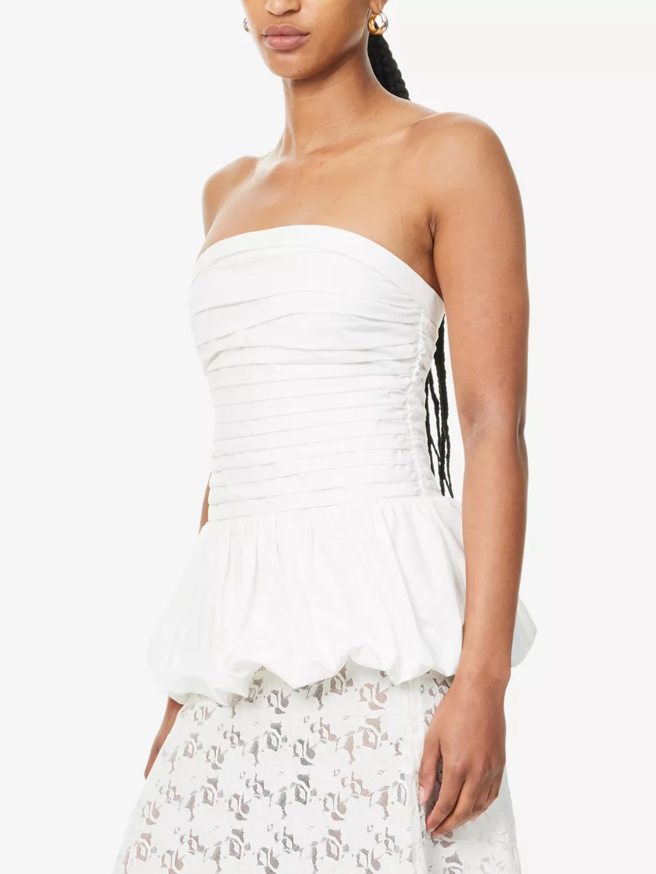 Peggy Strapless Cotton-Poplin Top