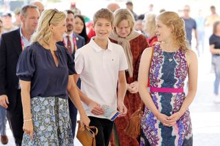 Sophie, Countess of Wessex, James, Viscount Severn and Lady Louise Windsor arrive for the 2022 Commonwealth Games