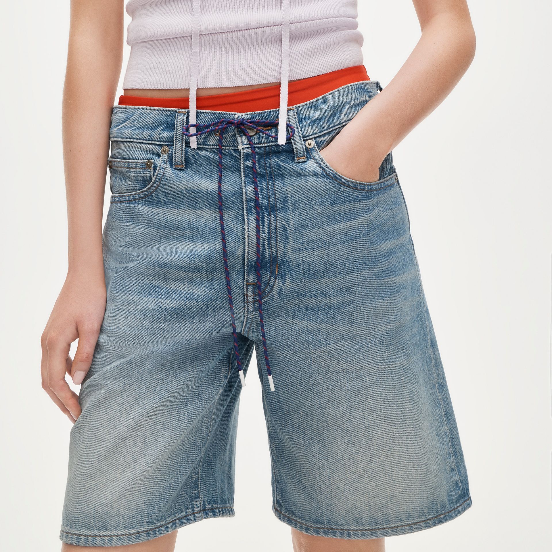Denim Bermuda Short With Paracord