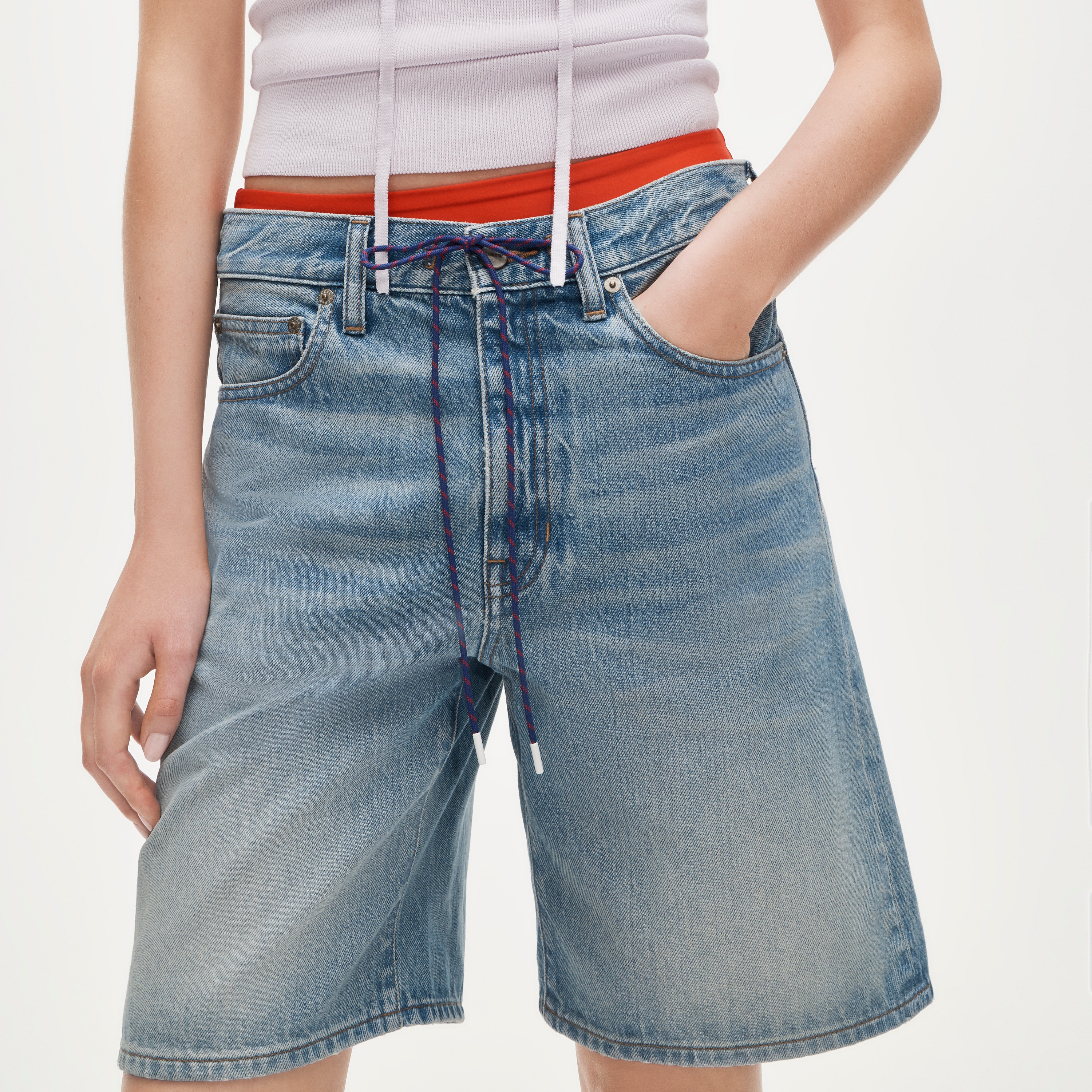 Denim Bermuda Short With Paracord