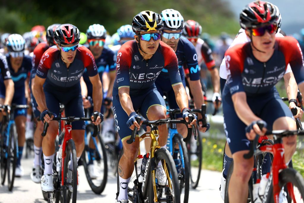 MESSINA ITALY MAY 11 Richard Carapaz of Ecuador and Team INEOS Grenadiers competes during the 105th Giro dItalia 2022 Stage 5 a 174km stage from Catania to Messina Giro WorldTour on May 11 2022 in Messina Italy Photo by Michael SteeleGetty Images