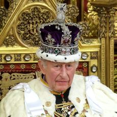 King Charles wearing a crown and robes