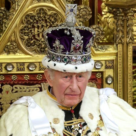 King Charles wearing a crown and robes