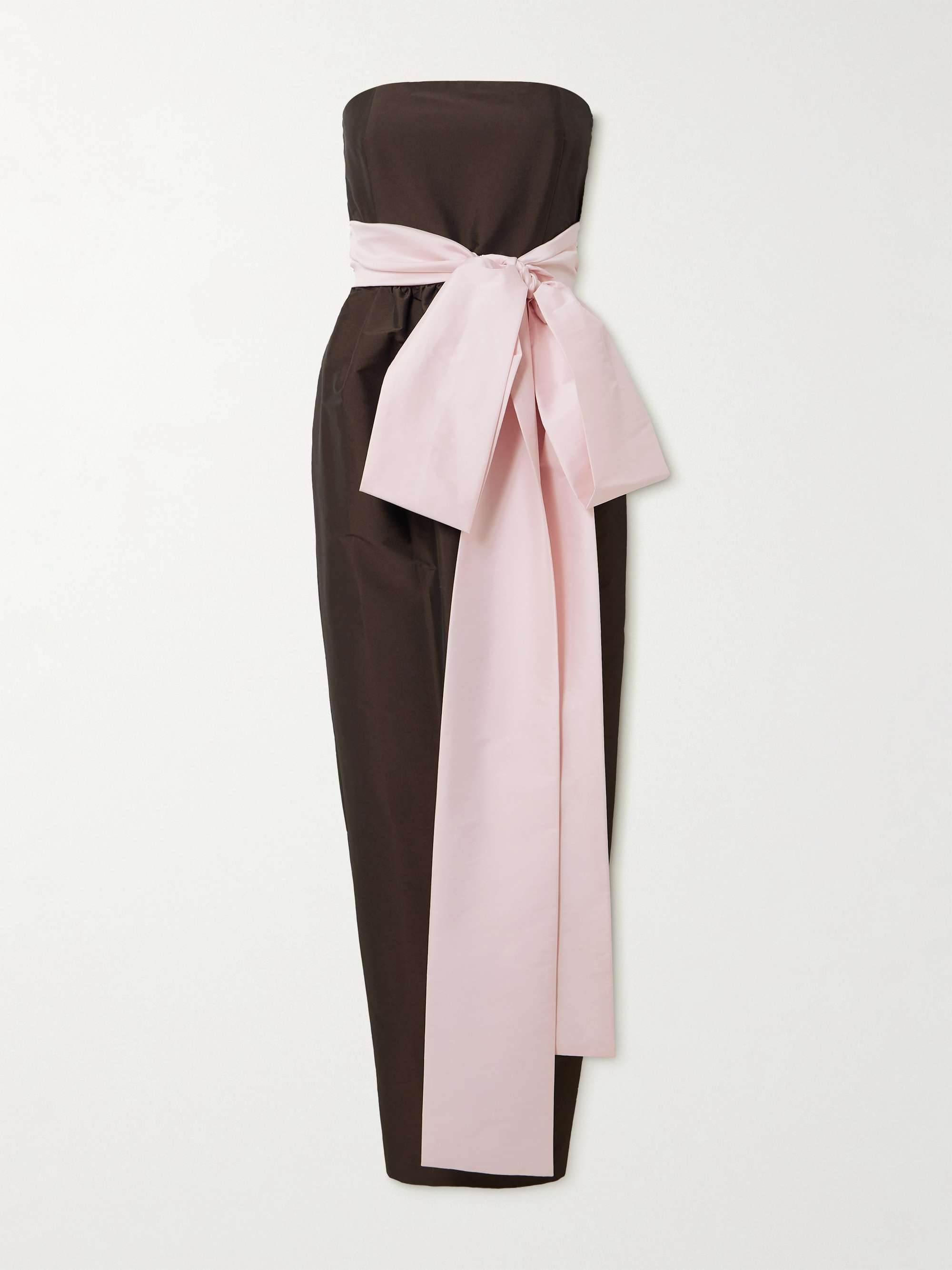 Lina Strapless Bow-Embellished Taffeta Gown