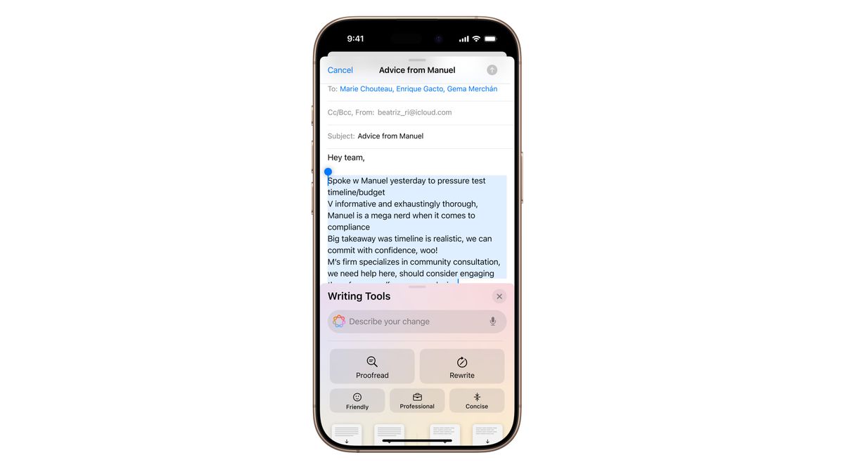 The iPhone 16 Pro displaying AI on a white background