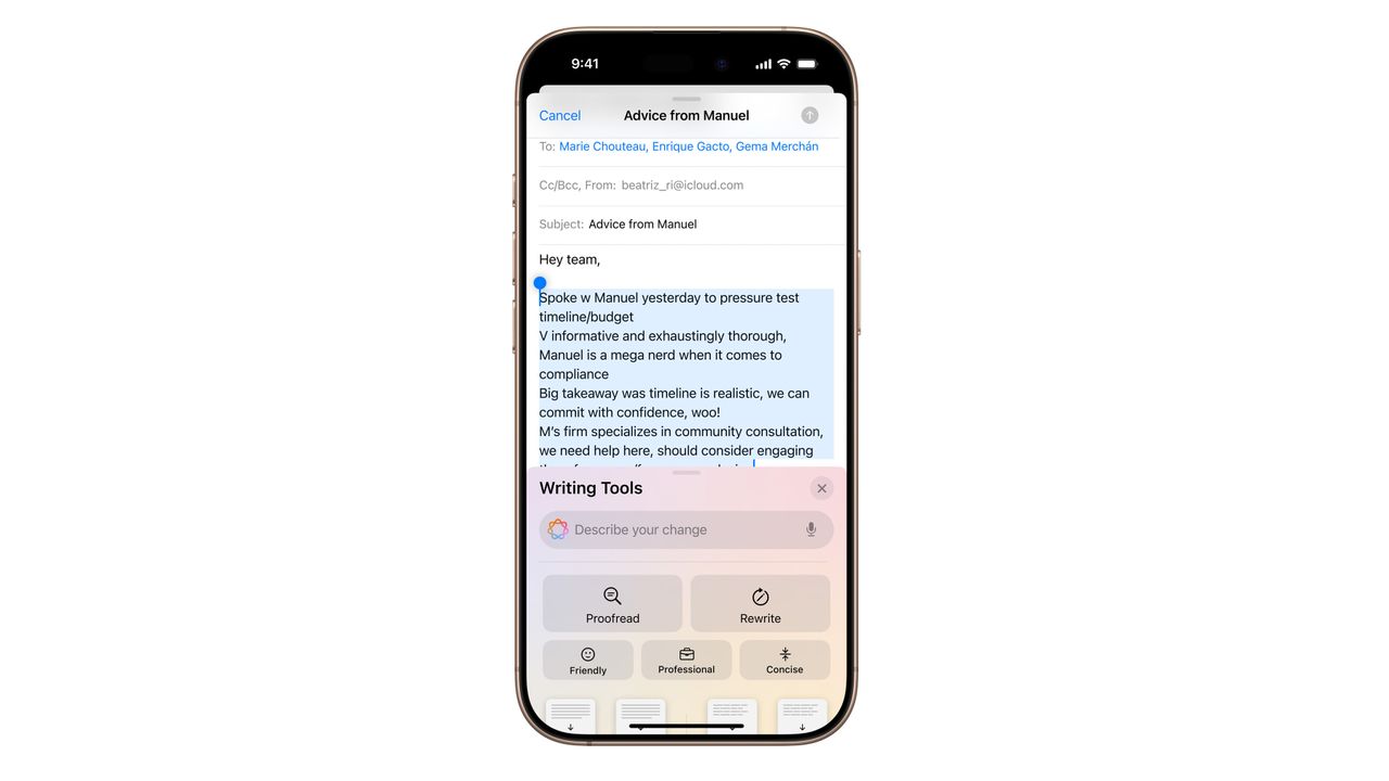 The iPhone 16 Pro displaying AI on a white background