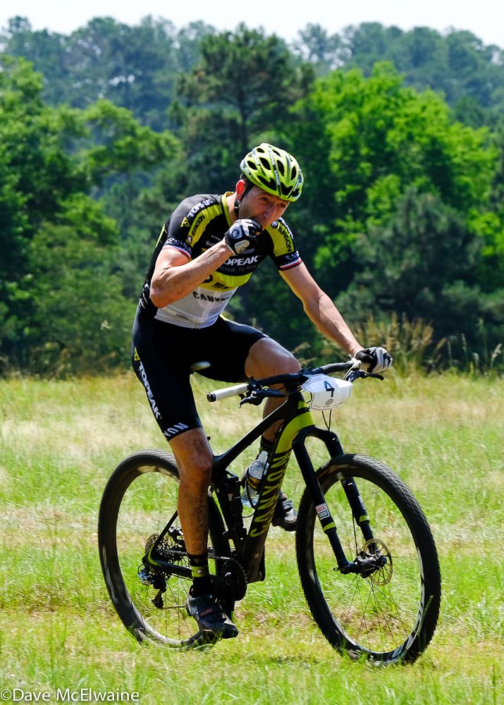 Jeremiah Bishop (Topeak-Ergon) trailed Wells and Tristen Cowie at Feed Station four.