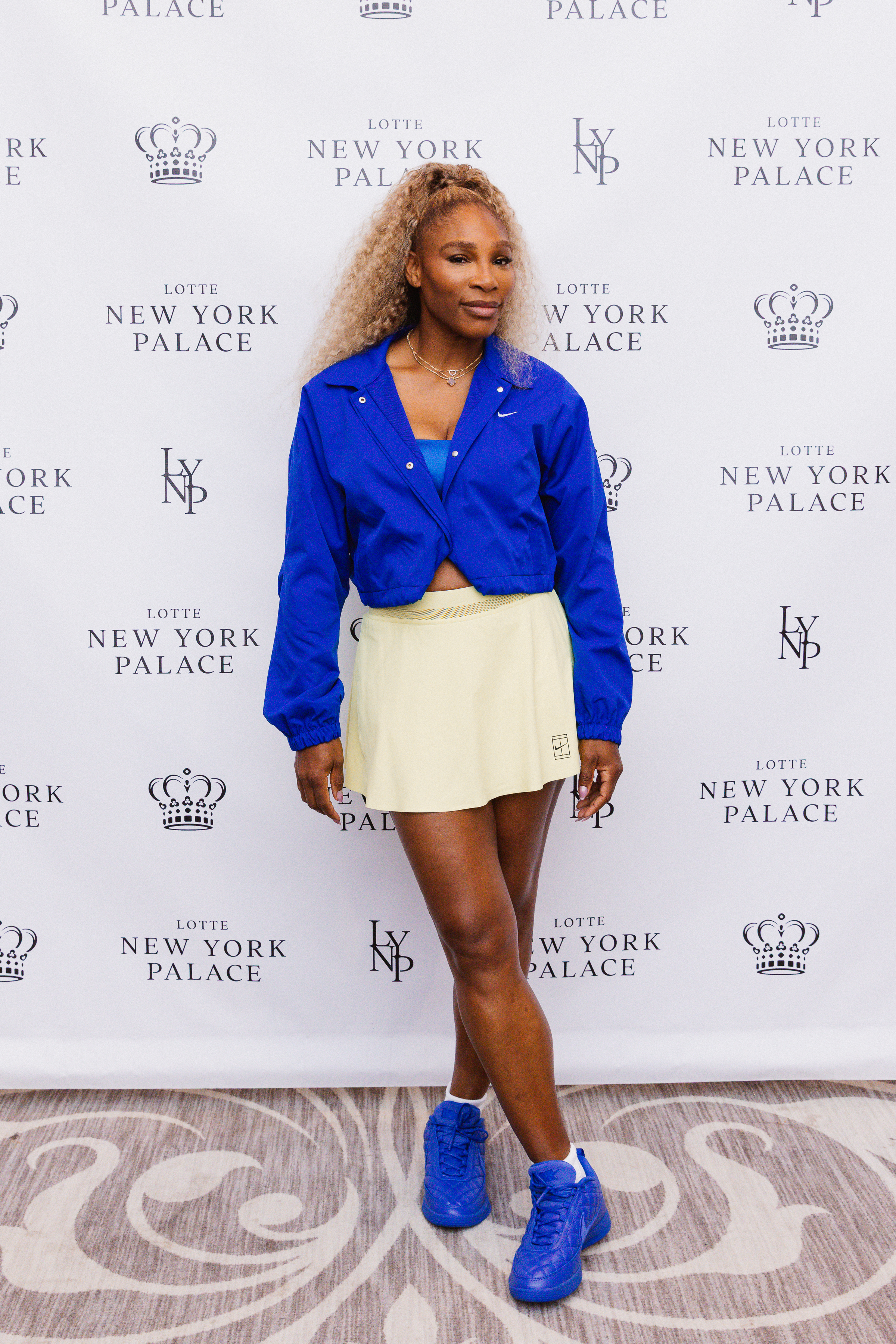 Serena Williams attended a 2026 US Open event in the cobalt blue color trend and Nike sneakers