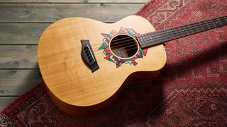 The Taylor Jacob Collier GS Mini is a compact five-string acoustic that encourages players to explore Collier's D-A-E-A-D tuning.