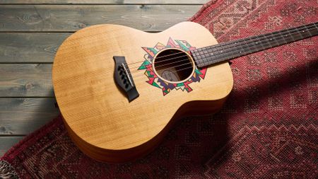 The Taylor Jacob Collier GS Mini is a compact five-string acoustic that encourages players to explore Collier's D-A-E-A-D tuning.