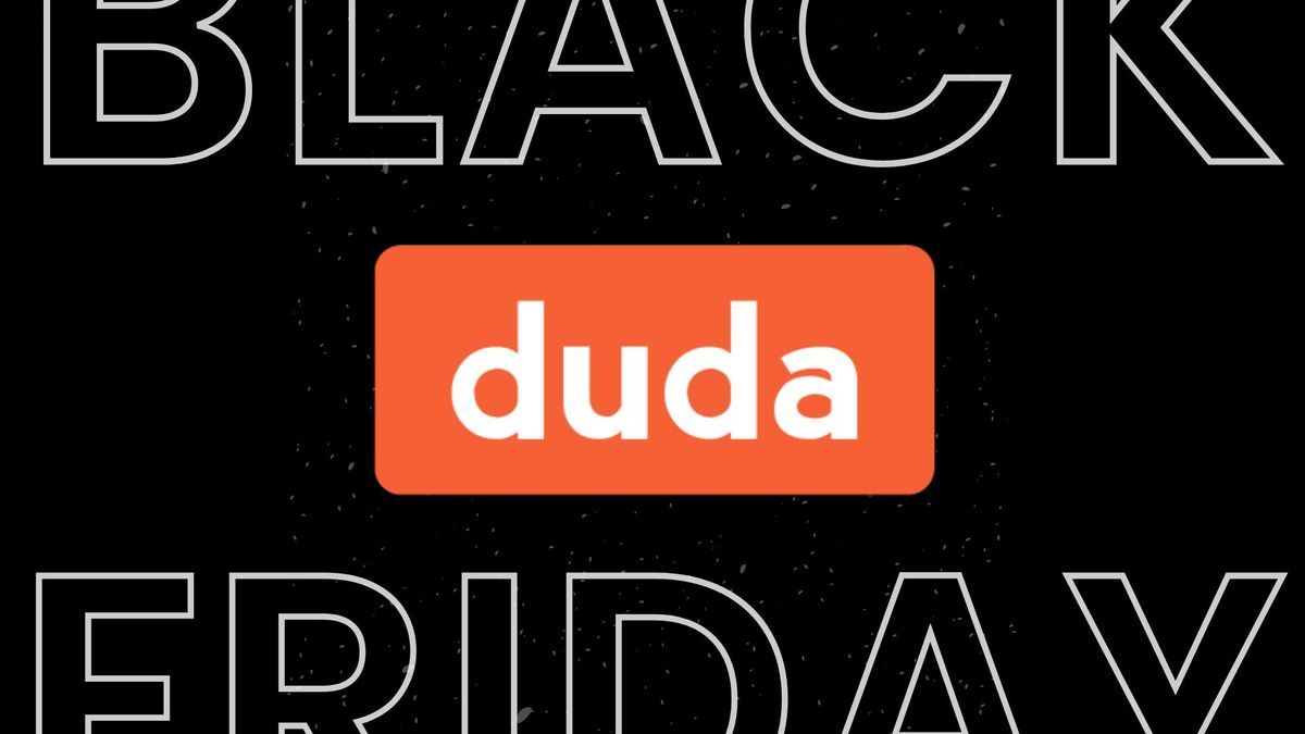 Duda logo in orange and white on a black background with Black Friday text