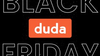 Duda logo in orange and white on a black background with Black Friday text