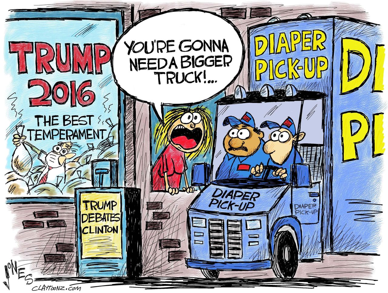 Political cartoon Donald Trump Hillary Clinton Debate 2016