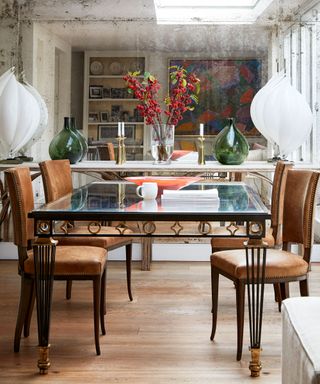glass dining table with chairs