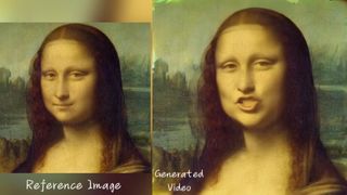 Image of an AI generated performance of Shakespeare given by the Mona Lisa