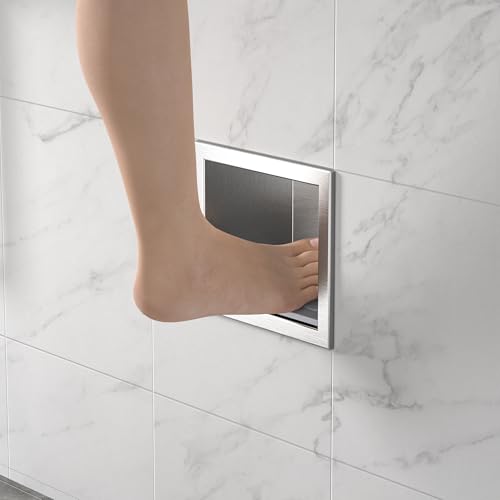 Bernkot Shower Niche, 304 Stainless Steel Wall Niche Brushed 15 Cm X 12 Cm for Bathroom, Built-In Bathroom Footrest With Over Mount Installation, No Tiles Required