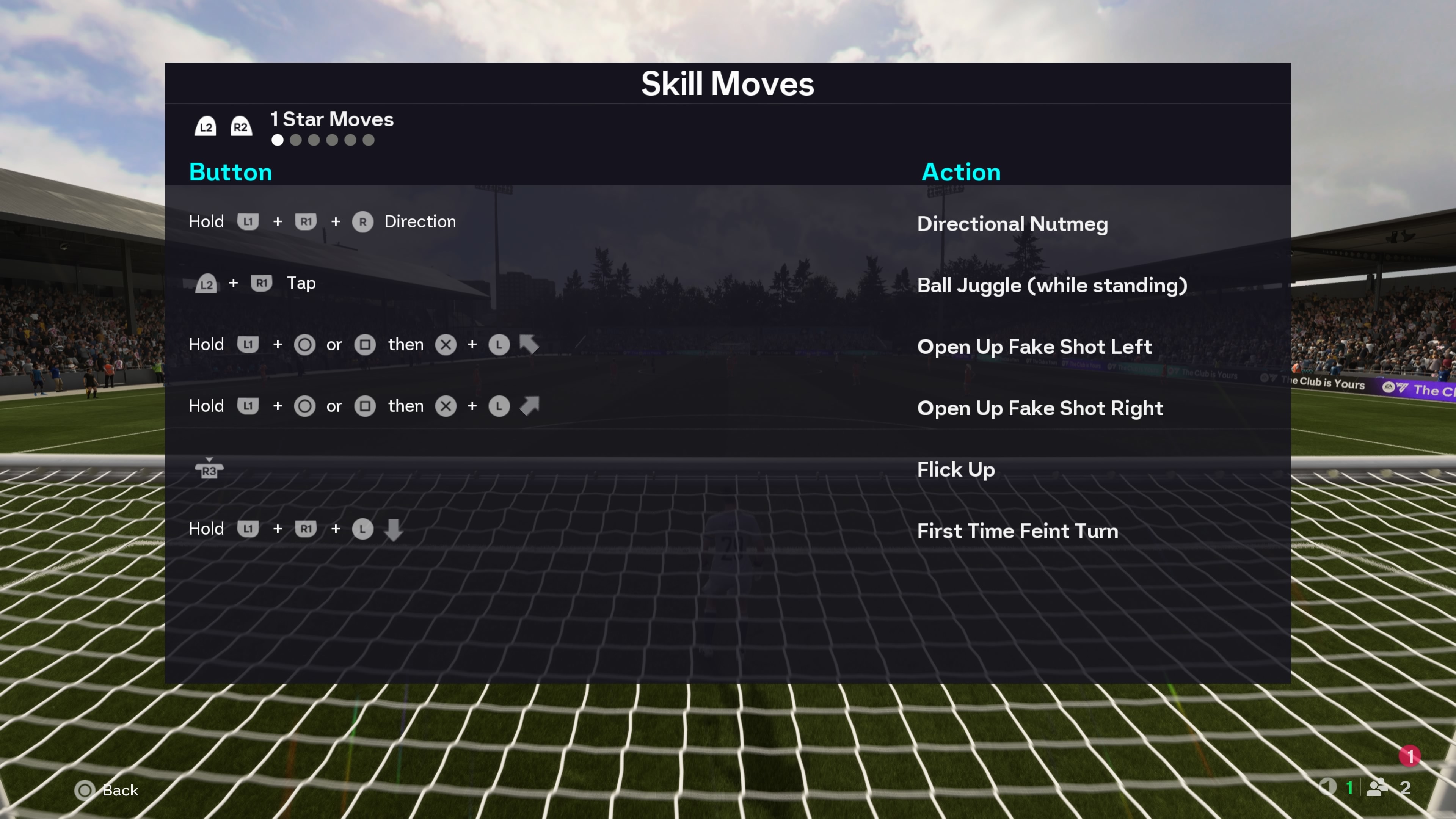 The FC 26 1 Star skill moves list