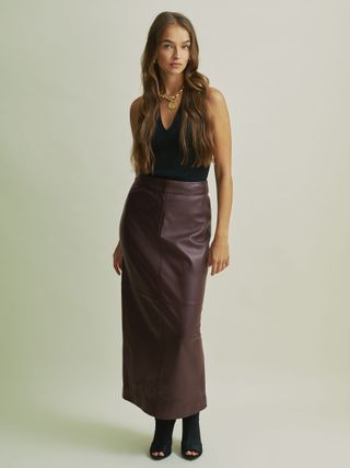 Florere Florere Leather Pencil Midi Skirt