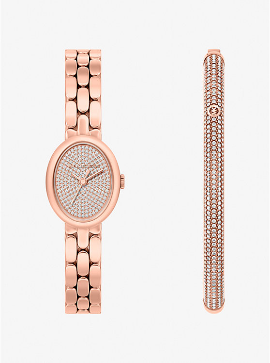 Petite Maude Rose Gold-Tone Watch and Pav&amp;eacute; Bangle Jewelry Gift Set