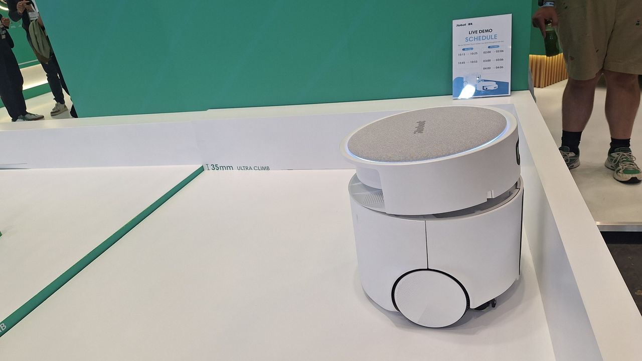 iRobot Roomba Duo robot vacuum being demoed at IFA