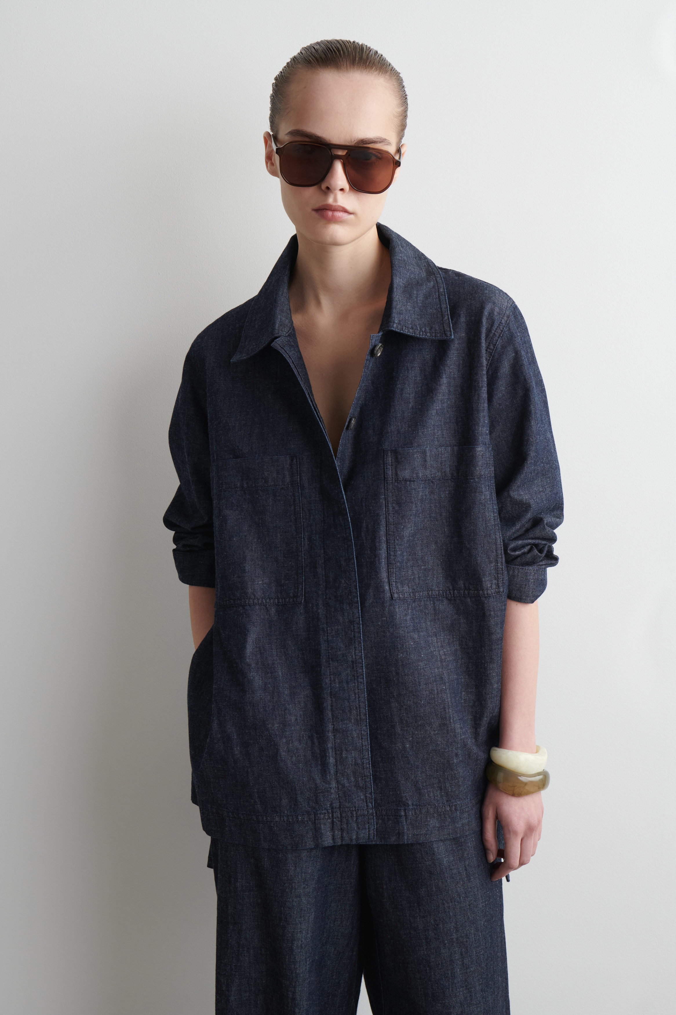 Tie-Side Denim Overshirt