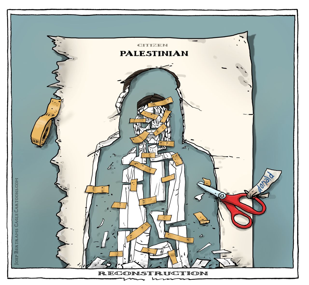 Political Cartoon World Trump Netanyahu Israel Palestine peace plan land rights