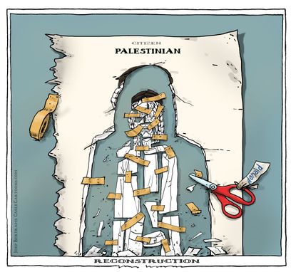 Political Cartoon World Trump Netanyahu Israel Palestine peace plan land rights