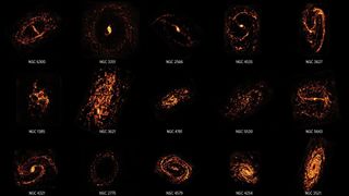 A small selection of the 90 galaxies included in ALMA's survey.