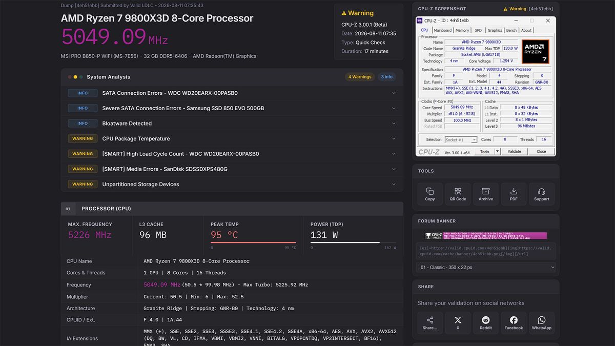 CPU-Z gets biggest update since 2001 with V3 — 100+ health checks, built-in stress testing, and XOC effective clock tracking