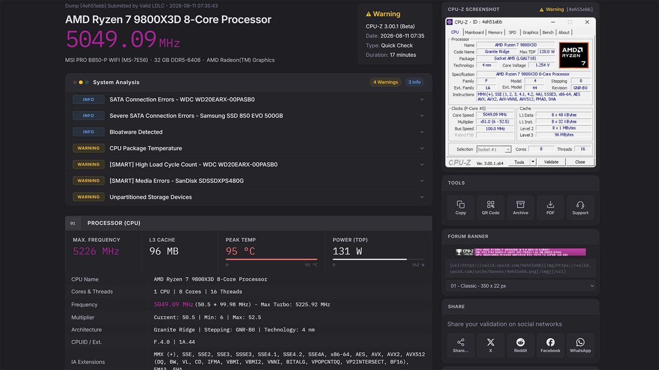 CPU-Z V3 adds 100+ health checks, stress testing