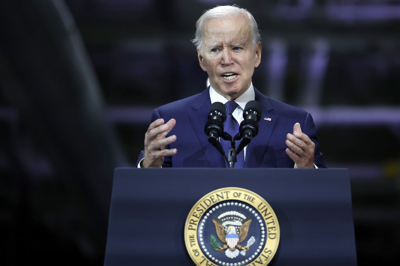 President Biden giving a speech in Hagerstown, Maryland. 