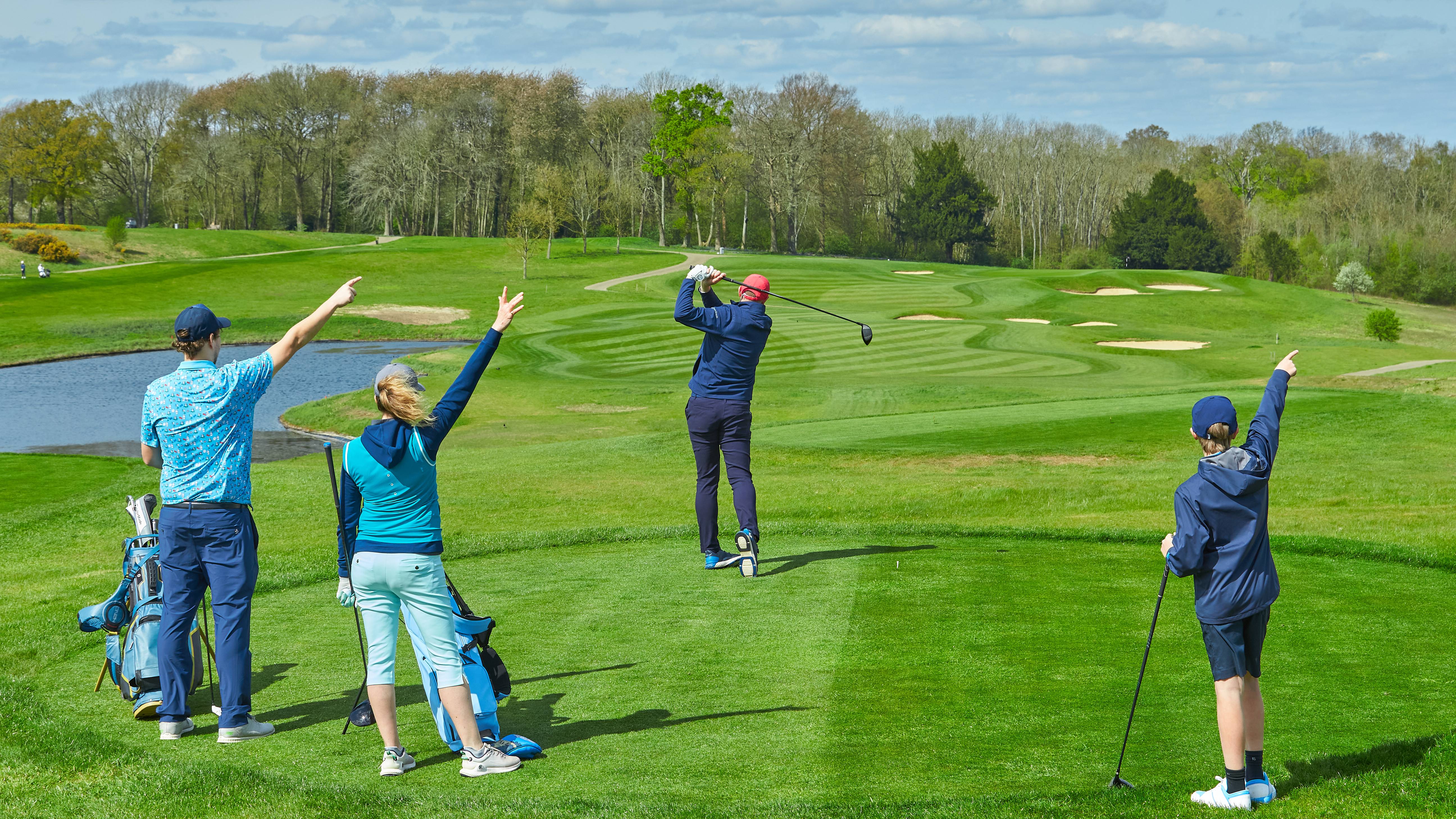Golfers shouting Fore Right