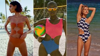 A composite of models wearing swimwear trends 2023 - cut out swimsuits
