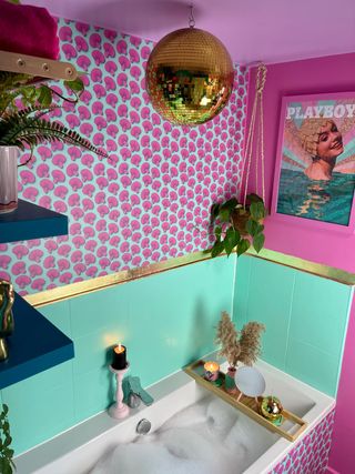 Lauren Hubbard got creative with colour, revamped her bathroom for £350