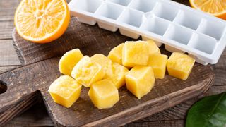 Frozen orange ice cubes