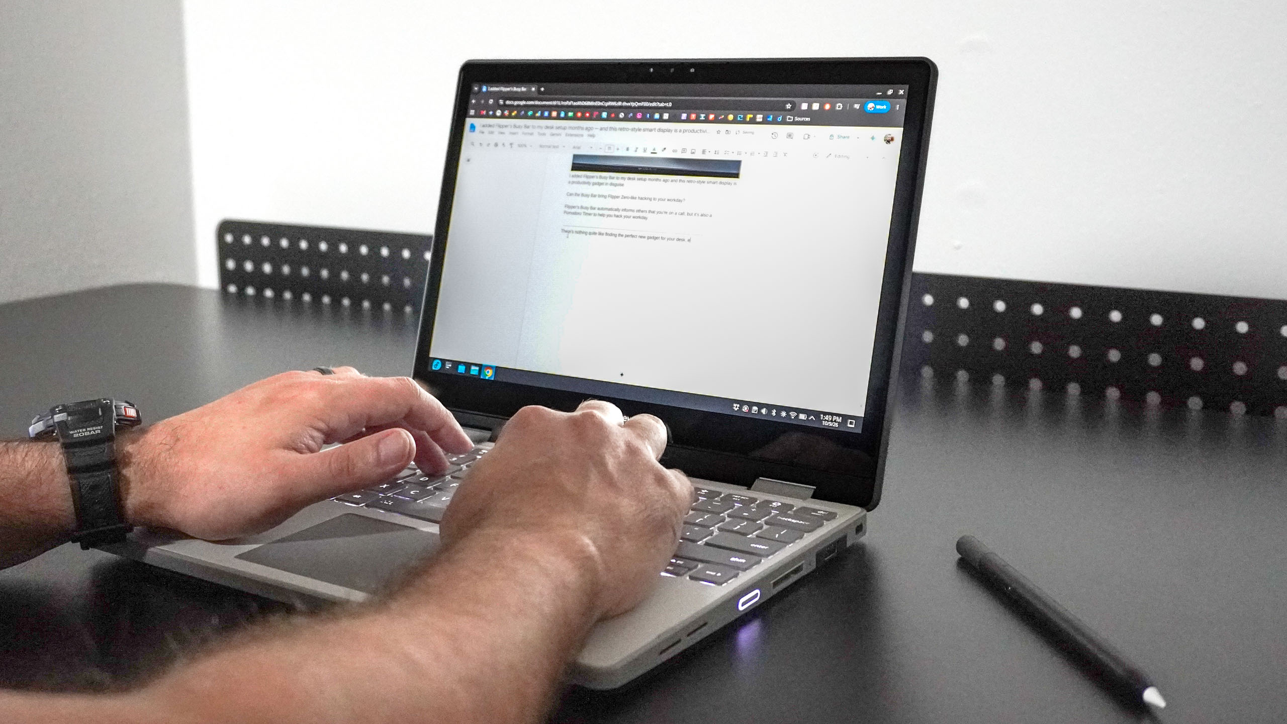 A person typing on the Framework Laptop 12