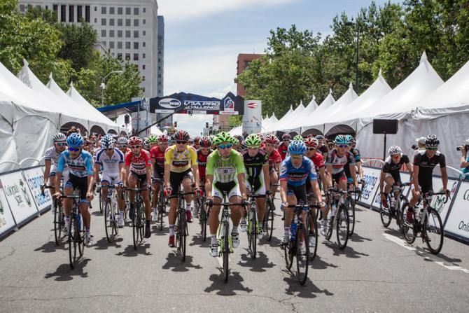 Riders head out for the final stage in Denver.