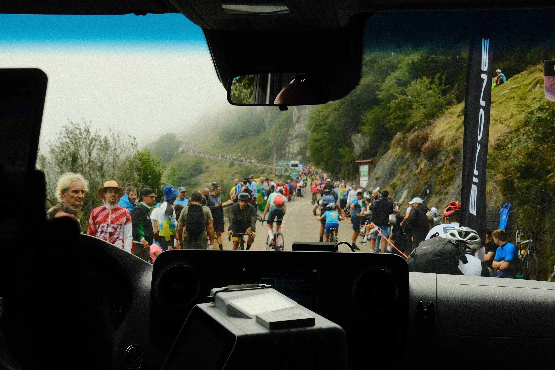 Crowds on one of the steeper sections up the Angliru
