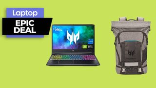 Acer Predator Helios 300 gaming laptop with rolltop backpack