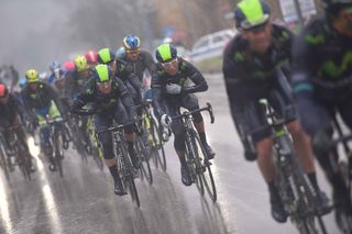 Nairo Quintana tucked in the Movistar train