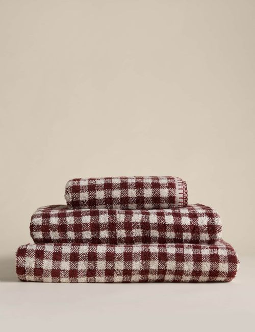 Gingham Embroidered Towel