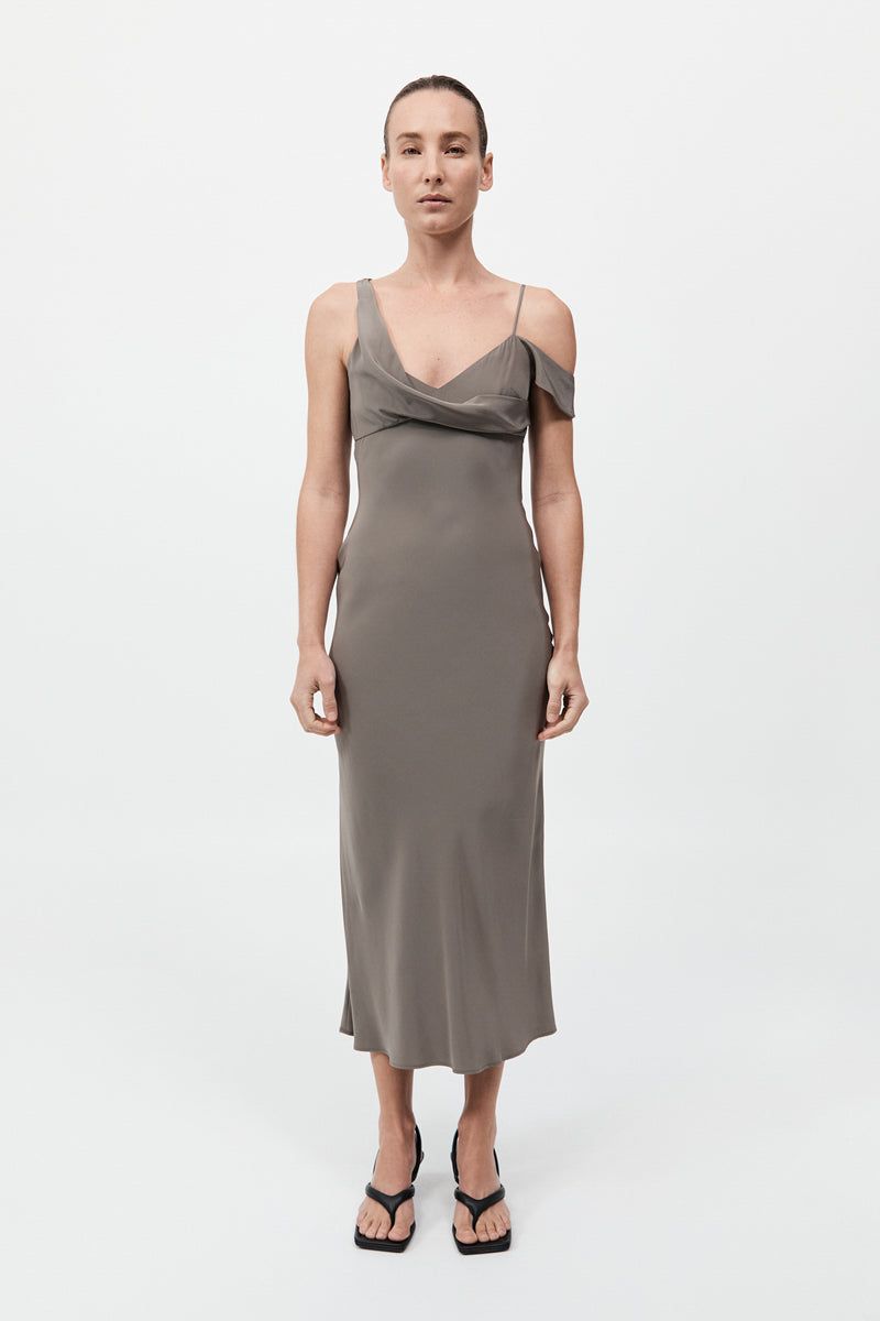 Silk Drape Dress - Slate
