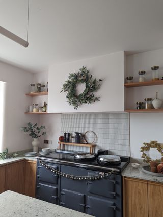 modern kitchen with open shelving