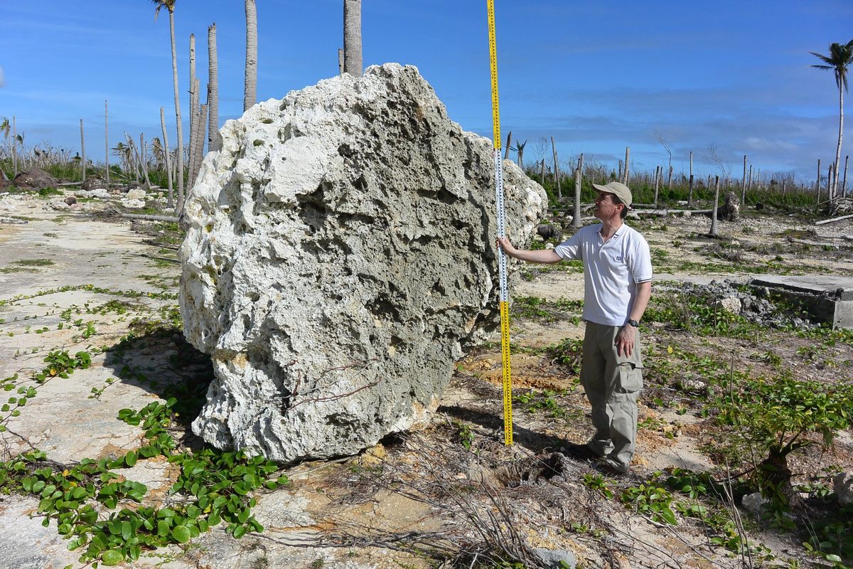 Super Typhoon Haiyan moved this large limestone boulder on Calicoan Island in Eastern Samar in the Philippines. 