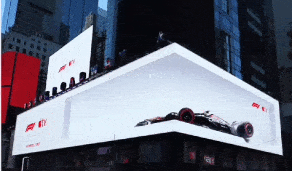 Apple's Formula 1 billboard in Times Square.