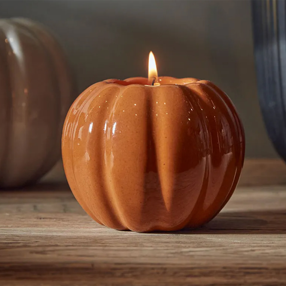 Ceramic orange pumpkin votive
