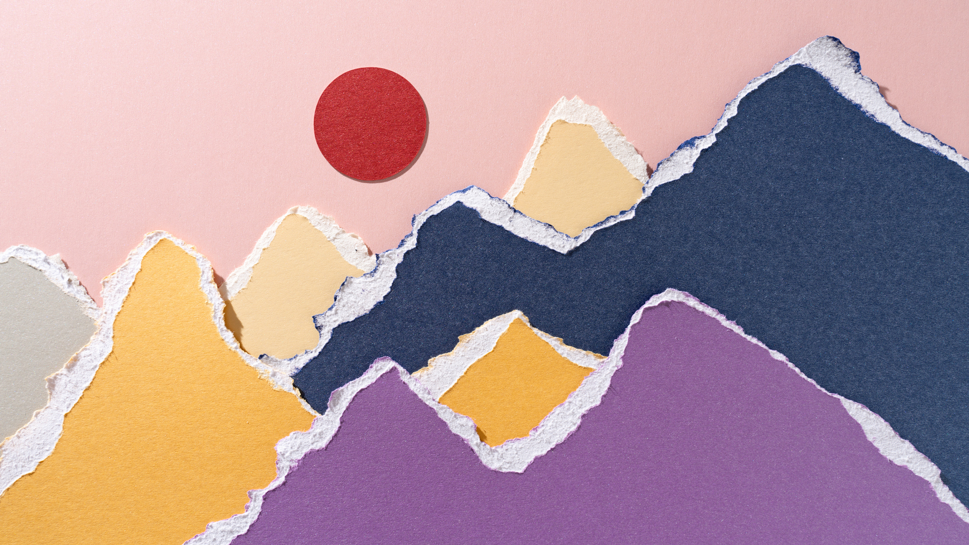 collage of a sun over a mountain